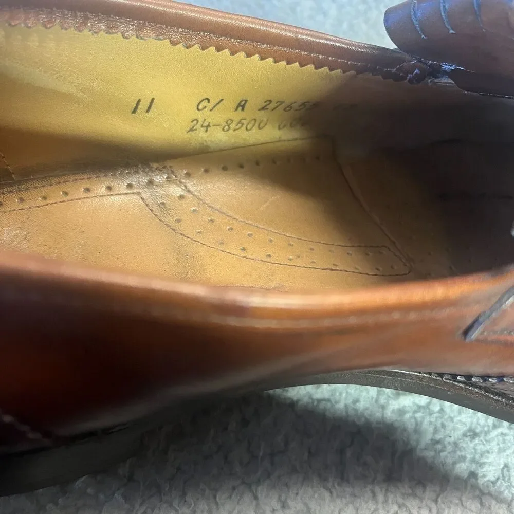 JOHNSTON & MURPHY Aristocraft Loafers 11 NARROW Leather Tassel Slip On Shoes